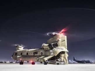 CH-47F Chinook from Task Force Brawler participates in Personnel Recovery exercise with USAF Guardian Angel team at Bagram AF. (Photo by USAF Tech. Sgt. Gregory Brook, 27 Feb 2018).