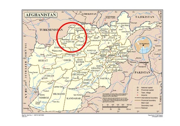 Map of Faryab Province, Afghanistan