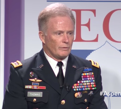 General Tony Thomas spoke for over an hour before an audience at the Aspen Security Institute about the use of SOF around the world. (Image from video by Aspen Security Institute, July 21, 2017).