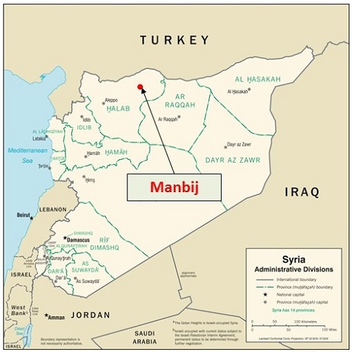 Map of Manbji Syria