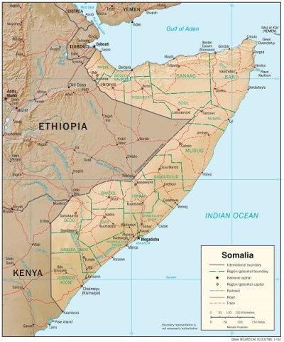 Physiography Map of Somalia (CIA, 2002)