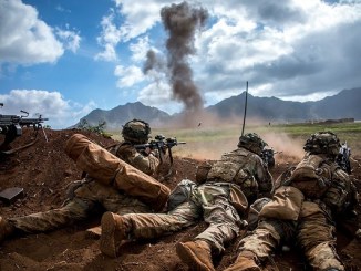 Soldiers firing weapons. Photo by U.S. Army, 2018.