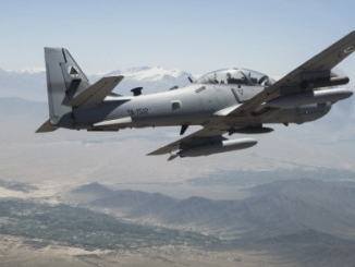 Afghan Air Force A-29 Super Tucano flying over Kabul - Afghanistan Conflict