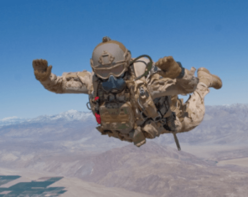 Canadian special operations trooper conducts high altitude low opening (HALO) parachute jump. (photo credit Canadian forces)