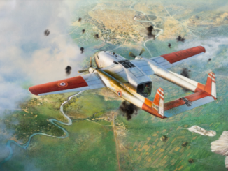 Painting - "Earthquake's Final Flight" depicts the final flight of a C-119 flown by contract CIA pilots dropping resupply bundles to the French over Dien Bien Phu, Vietnam in 1954. The aircraft was struck by AAA and later crashed in Laos. (painting at CIA HQs).