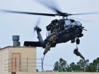 SOF Operators helicasting onto a rooftop (photo from USSOCOM 2016 Factbook)