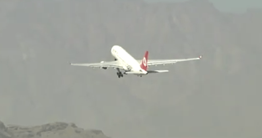 Plane taking off from Hamid Karzai International Airport (HKIA) in late 2016 (Photo from RS HQs video)