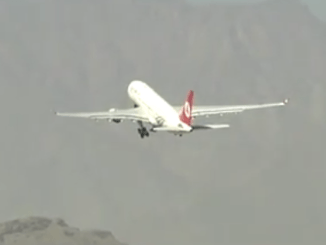 Plane taking off from Hamid Karzai International Airport (HKIA) in late 2016 (Photo from RS HQs video)
