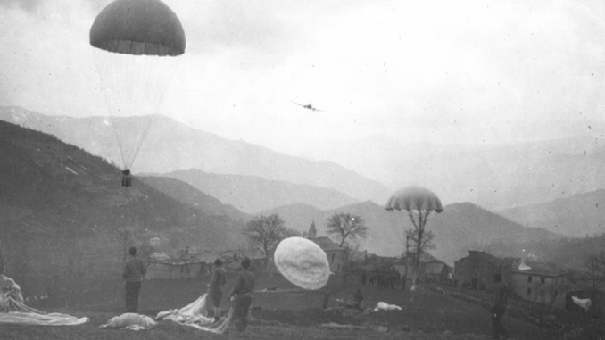World War II UW - Parachute resupply of Jedburgh team during World War II (photo CIA archives)