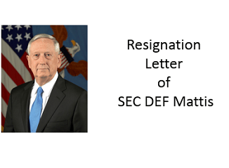 Jim Mattis letter of resignation