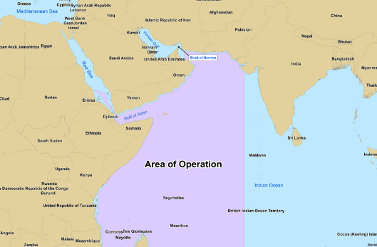 Map depicting the area of operation for NATO's Operation Ocean Shield (NATO map)