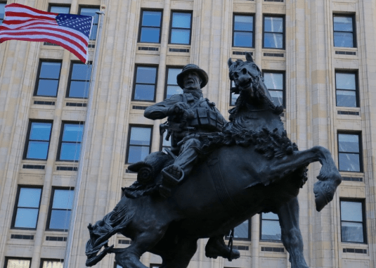 Special Forces Horse Soldier Statue at Ground Zero (Photo CPT Eric Hudson, 160th SOAR, 9.13.2016)