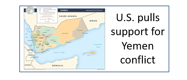 U.S. pulls support for Yemen conflict