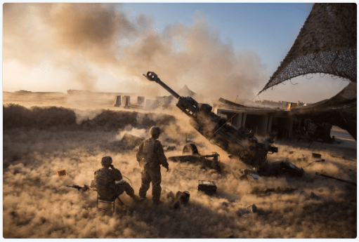 US artillery unit providing fire support to Iraqi government forces in the offensive to take Mosul from the Islamic State.